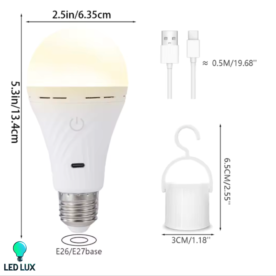 Rechargeable Light Bulb with USB - Type C port