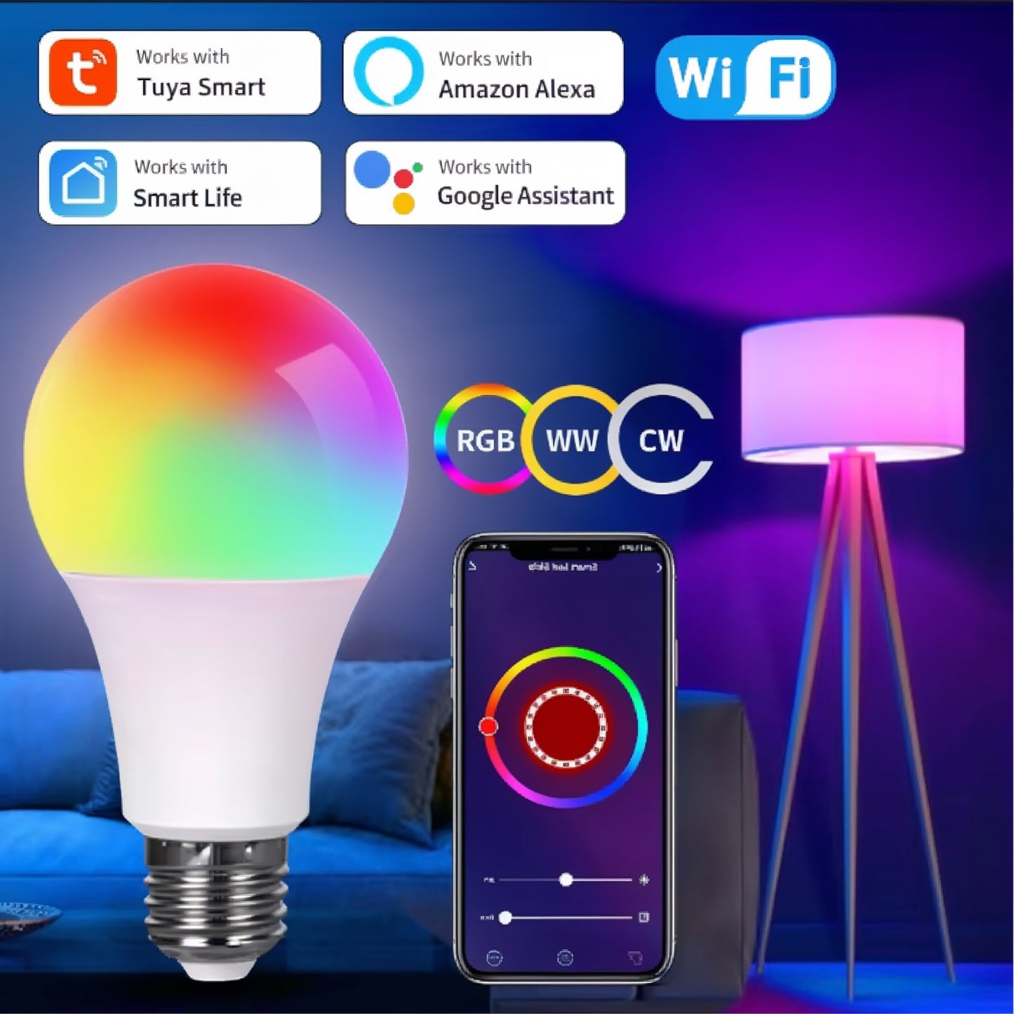 Smart WiFi light bulb - 16 Million colours